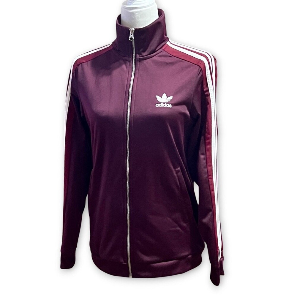 Adidas Track Jacket Adibreak Snap Sleeve 3-Stripes Women’s Small Burgundy White